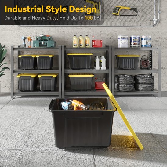 4 And 6 Pack Stackable Storage Containers, Organizer Boxes with Lids And Wheels, Storage Bins for And Clothes, Durable And Sturdy, Large Capacity Of 72 And 97 Quarts, Available In Three Colors