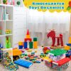 4 Pack Storage Containers With Lids Brick Shaped Organizer Box Plastic Clear Stackable Bin Chest For Building Block, Small