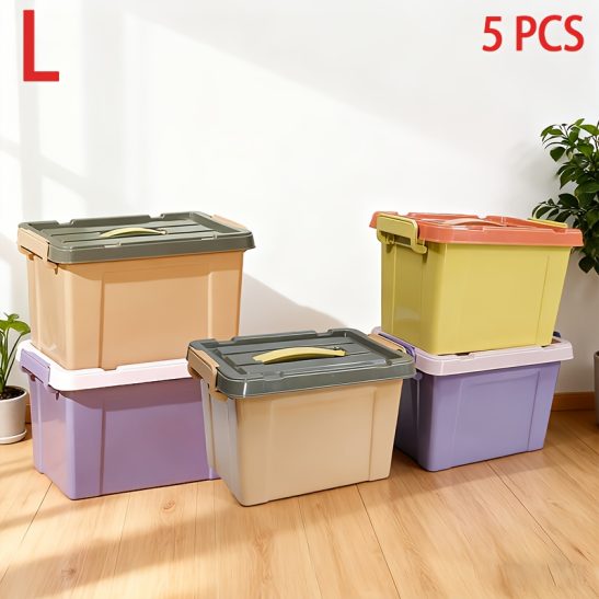 Colorful Lided Storage Box, Large Size, Multiple Colors, with Load-bearing Function, Equipped with Sturdy and Thick Clasps, Using Hand-sealed Design, Suitable for Daily Household Storage Use. The Colors Are Randomly Dispatched.,  Multipurpose Storage