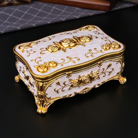1pc, Beautiful Enamel Jewelry Box, European Style Metal Jewelry Storage Box, Vintage Home Earrings, Rings, Necklaces Display Box, the Perfect Holiday Gift for Women, Jewelry Box